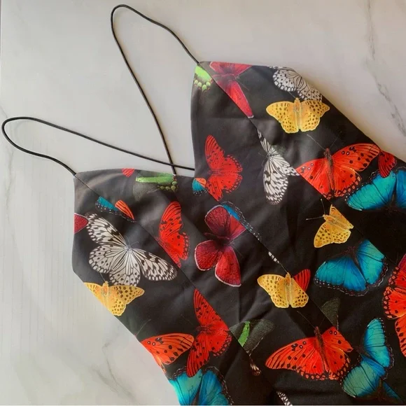 Alice + Olivia Black Butterfly Print Mini Dress - Picture 9 of 10